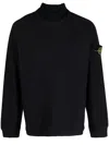 Stone Island Logo-patch Virgin Wool Roll-neck Jumper In Blue