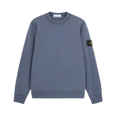 Pre-owned Stone Island Fleece Crewneck Sweatshirt 'mid Blue' | Men's Size M