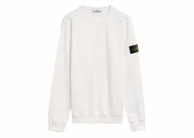 Pre-owned Stone Island Fleece Garment Dyed Crewneck Sweatshirt In White