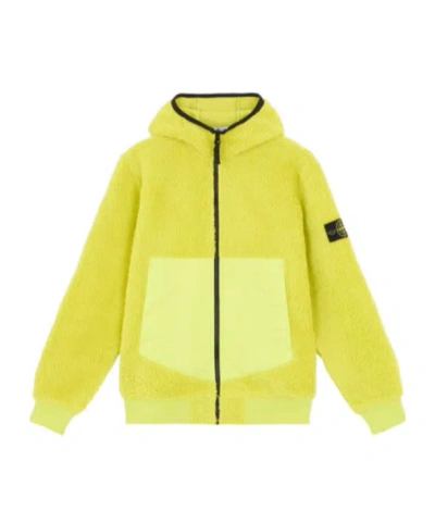 Stone Island Fleece Jacket In Yellow