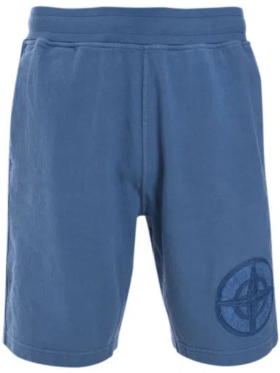 Stone Island Fleece Shorts In Blau