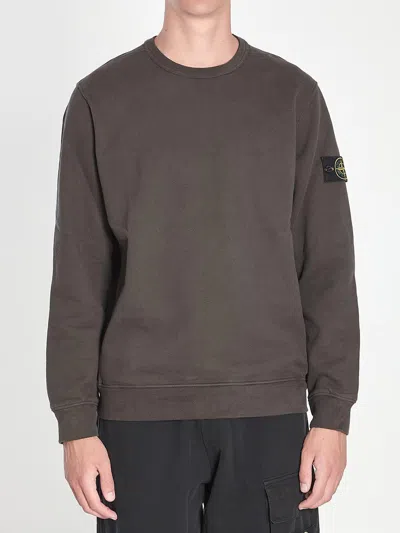 Stone Island Mens Lead Grey Brand-patch Crewneck Cotton-jersey Sweatshirt Xl In Gray