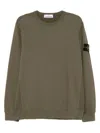 Stone Island Organic Cotton Sweatshirt With Removable Logo Patch In Green