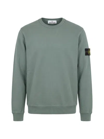 Stone Island Fleece-lined Cotton Crewneck Sweatshirt In Green