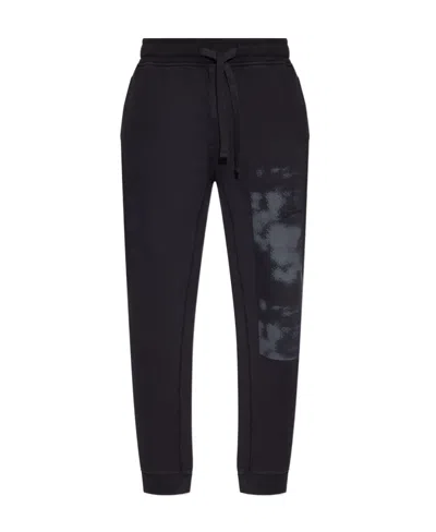 Stone Island Foam Two-print Cotton Track Pants In Black