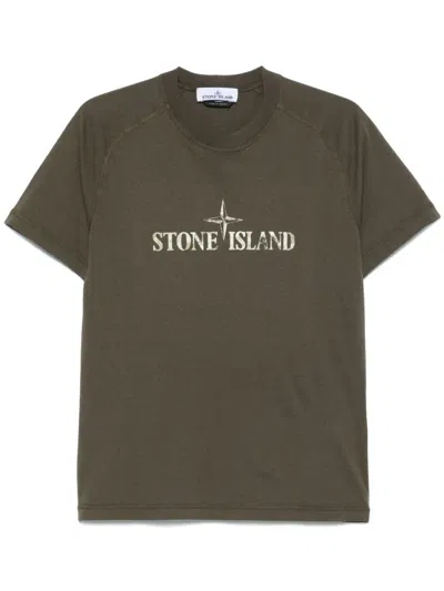 Stone Island Logo-print T-shirt In Green