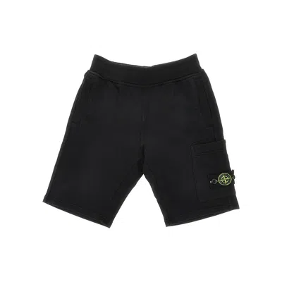 Stone Island French Terry Cargo Shorts Kids In Black