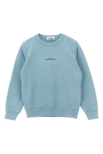 Stone Island Front And Back Print Sweatshirt In Blue