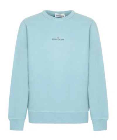 Stone Island Kids' Front And Back Print Sweatshirt In Blue