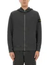 Stone Island Front Zip Closure Grey Zipper Hoodie