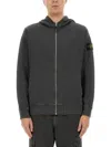 Stone Island Front Zip Closure Grey Zipper Hoodie