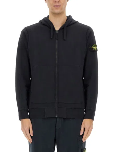 Stone Island Zip Sweatshirt. In Blue