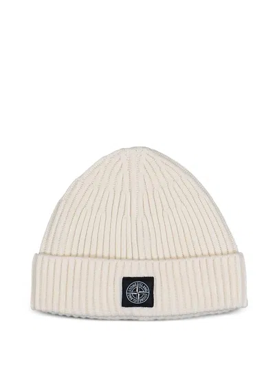 Stone Island Full Rib Beanie In White