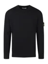 Stone Island Compass-badge Wool Cardigan In Black