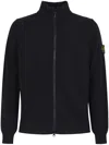 Stone Island Full Zip High Collar Knit Sweater In Black