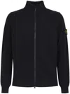 Stone Island Full Zip High Collar Knit Sweater In Black