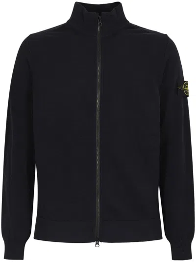 STONE ISLAND FULL ZIP HIGH COLLAR KNIT SWEATER