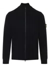 Stone Island Sweater Wool Blend Standing Collar In Black