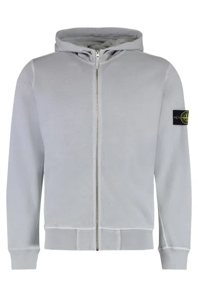Stone Island Full Zip Hoodie In Gray