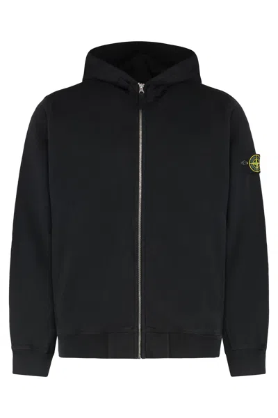 Stone Island Hooded Sweatshirt Made From Organic Cotton In Black