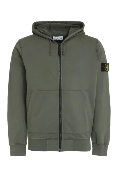 Stone Island Full Zip Hoodie In Green