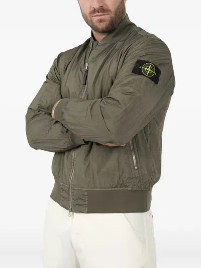 Stone Island Nylon Water-resistant Bomber Jacket In Green