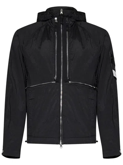 STONE ISLAND STONE ISLAND FUNCTIONAL BLACK COAT WITH TEXTURED FINISH