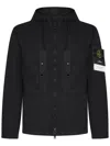 Stone Island Minimalist Black Jacket With Distinctive Patch Logo In Black