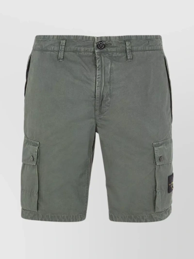 Stone Island Functional Cargo Shorts With Elasticated Waistband In Green