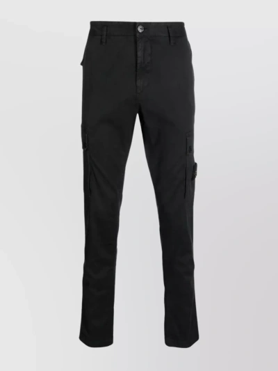 Stone Island Functional Leg Pocket Cargo Trousers In Black