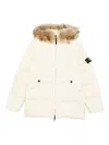 Stone Island Fur-trimmed Puffer Coat In White