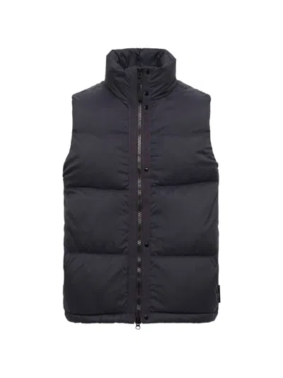 Stone Island Quilted Padded Zip-up Gilet In Black