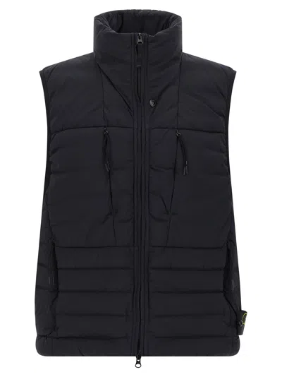 Stone Island G100011 High Collar Padded Vest Pockets In Black