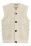 Stone Island Garment-washed Cotton Gabardine Vest With V-neck In Sand