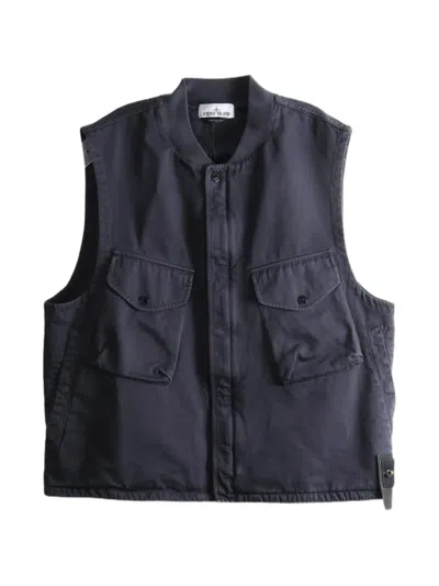 Stone Island G100013 Dense Cotton Twill-tc Vest In Blue