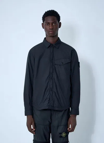 Stone Island Garemnt Dyed Logo Patch Jacket In Blue