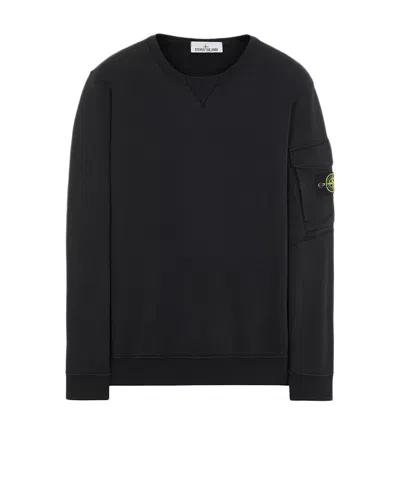 Pre-owned Stone Island Garment Dyed Cotton Fleece Crewneck Sweatshirt In Black