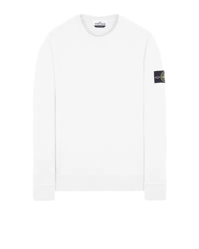 Pre-owned Stone Island Garment Dyed Cotton Fleece Crewneck Sweatshirt In White