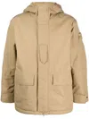 Stone Island Garment-dyed Cotton Hooded Jacket In Neutrals