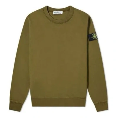 Stone Island Garment Dyed Crew Sweatshirt 'olive' In Green