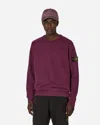 Stone Island Men Burgundy Brushed Organic Cotton Crewneck Sweatshirt In Red