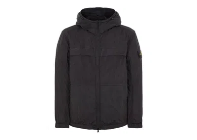 Pre-owned Stone Island Garment Dyed Crinkle Hooded Jacket In Black