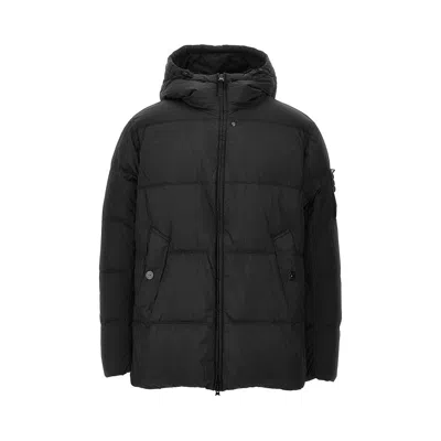 Stone Island Garment Dyed Crinkle Reps Ny Down Jacket In Black