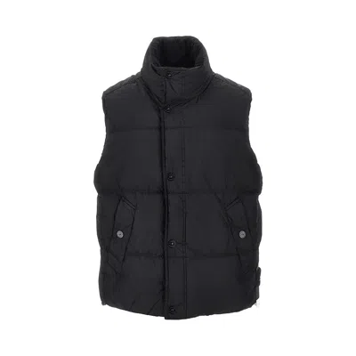Stone Island Garment Dyed Crinkle Reps Ny Down Vest In Black