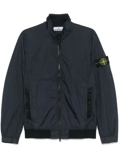 Stone Island Garment Dyed Crinkle Reps Ny Hooded Down Jacket With Duck Down Padding In Blue