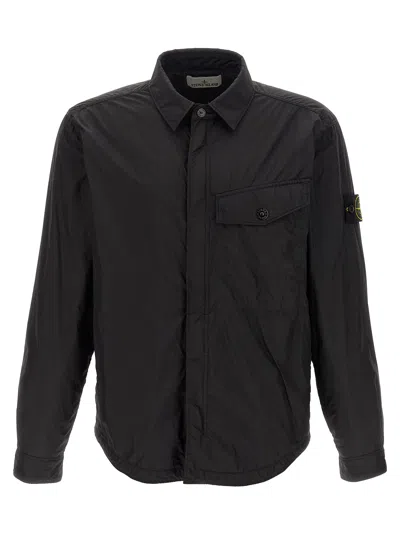Stone Island Garment Dyed Crinkle Reps Ny Puffer Jackets Black