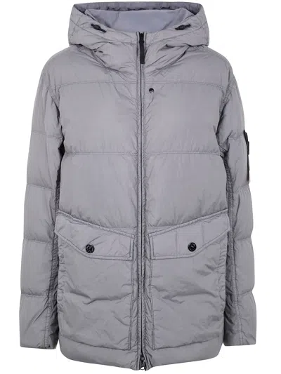 Stone Island Full Zipper In Wool In Gray