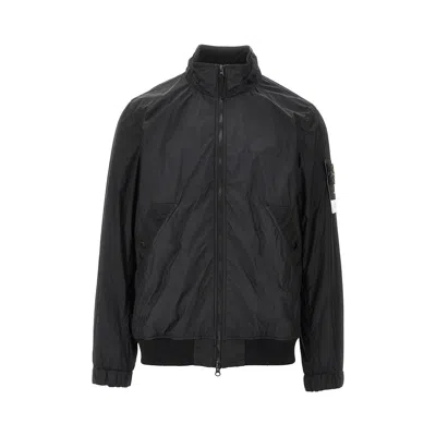 Stone Island Garment Dyed Crinkle Reps R-ny Bomber Jacket In Black