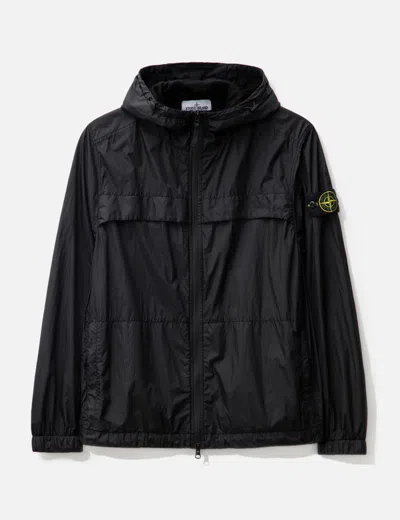 Stone Island Garment Dyed Crinkle Reps R-ny Hooded Jacket In Black