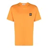 Stone Island Compass-patch Cotton T-shirt In Orange